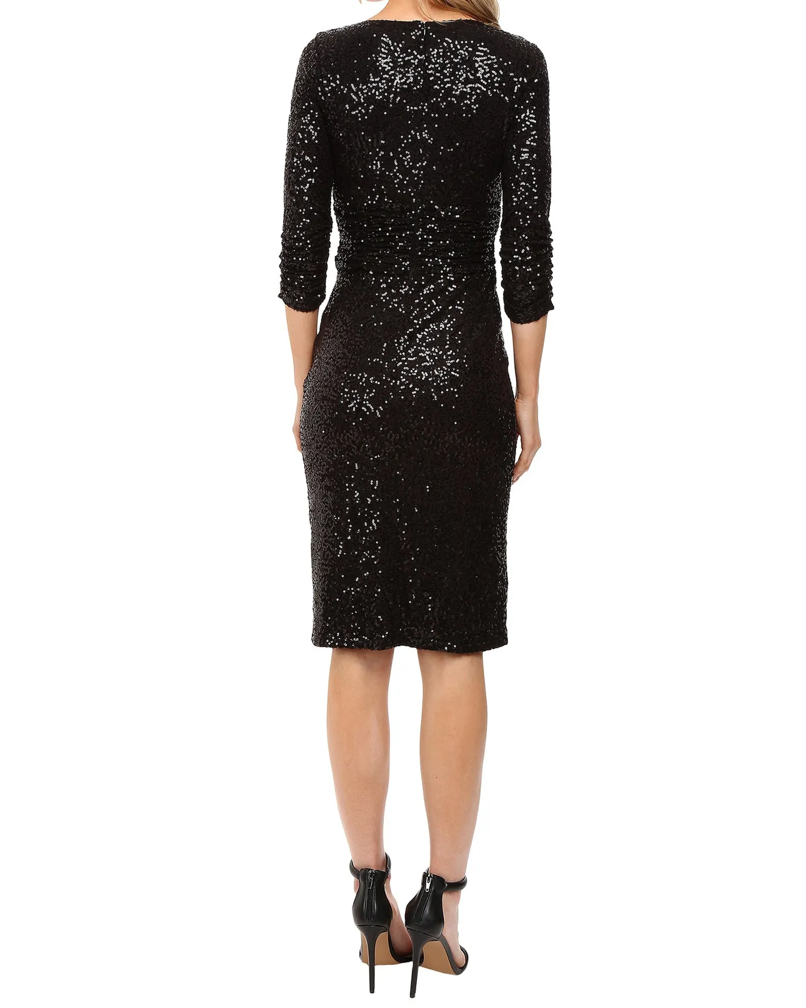 FOCUS by SHANI - Surplice Sequin Dress in Black