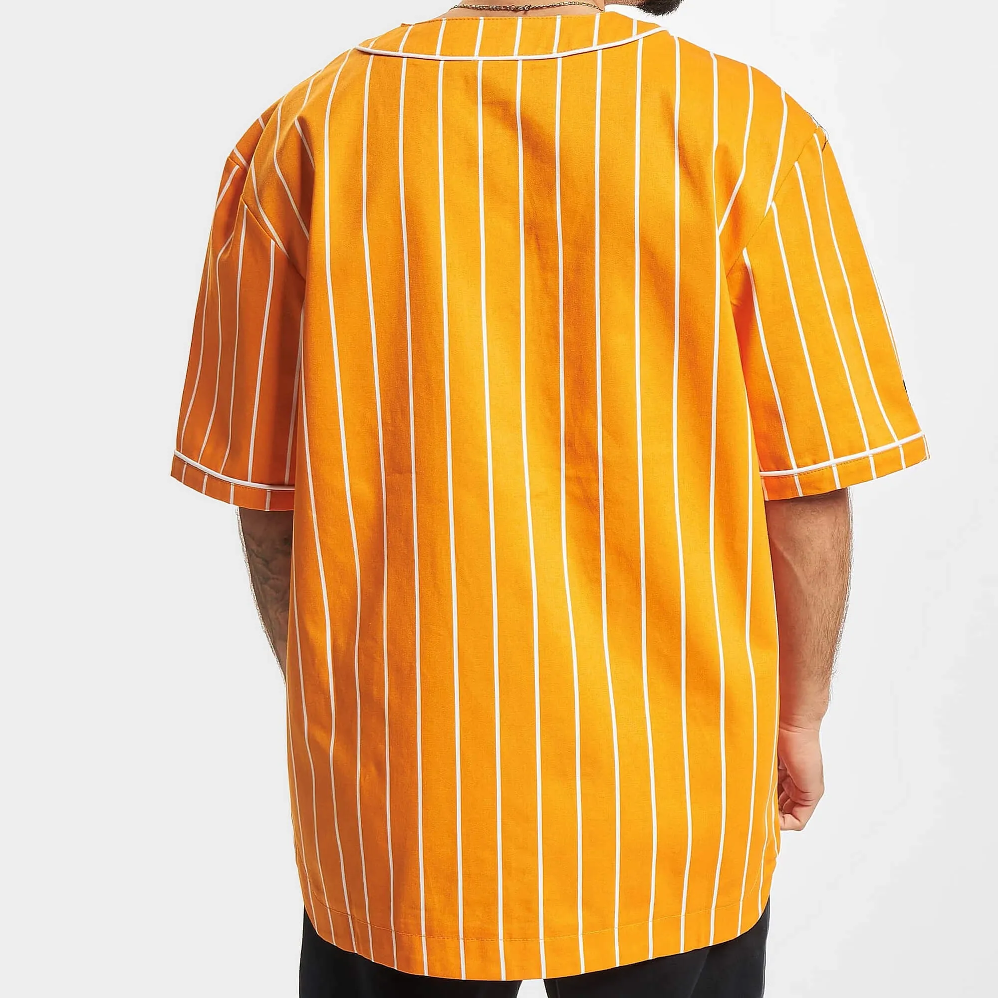 Fubu Corporate Pinstripe Baseball Overshirt orange/white