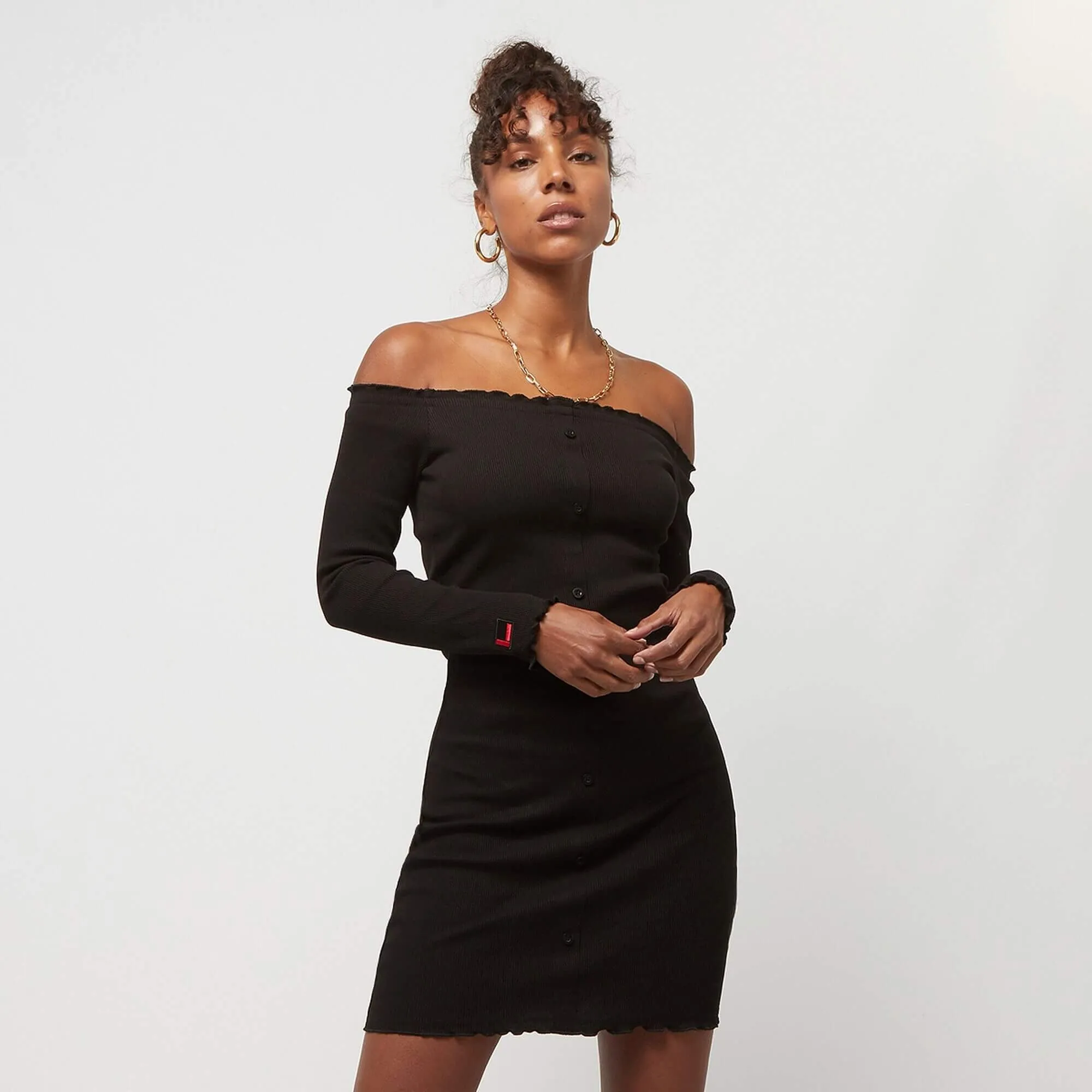 FUBU Corporate Rib Dress black/white