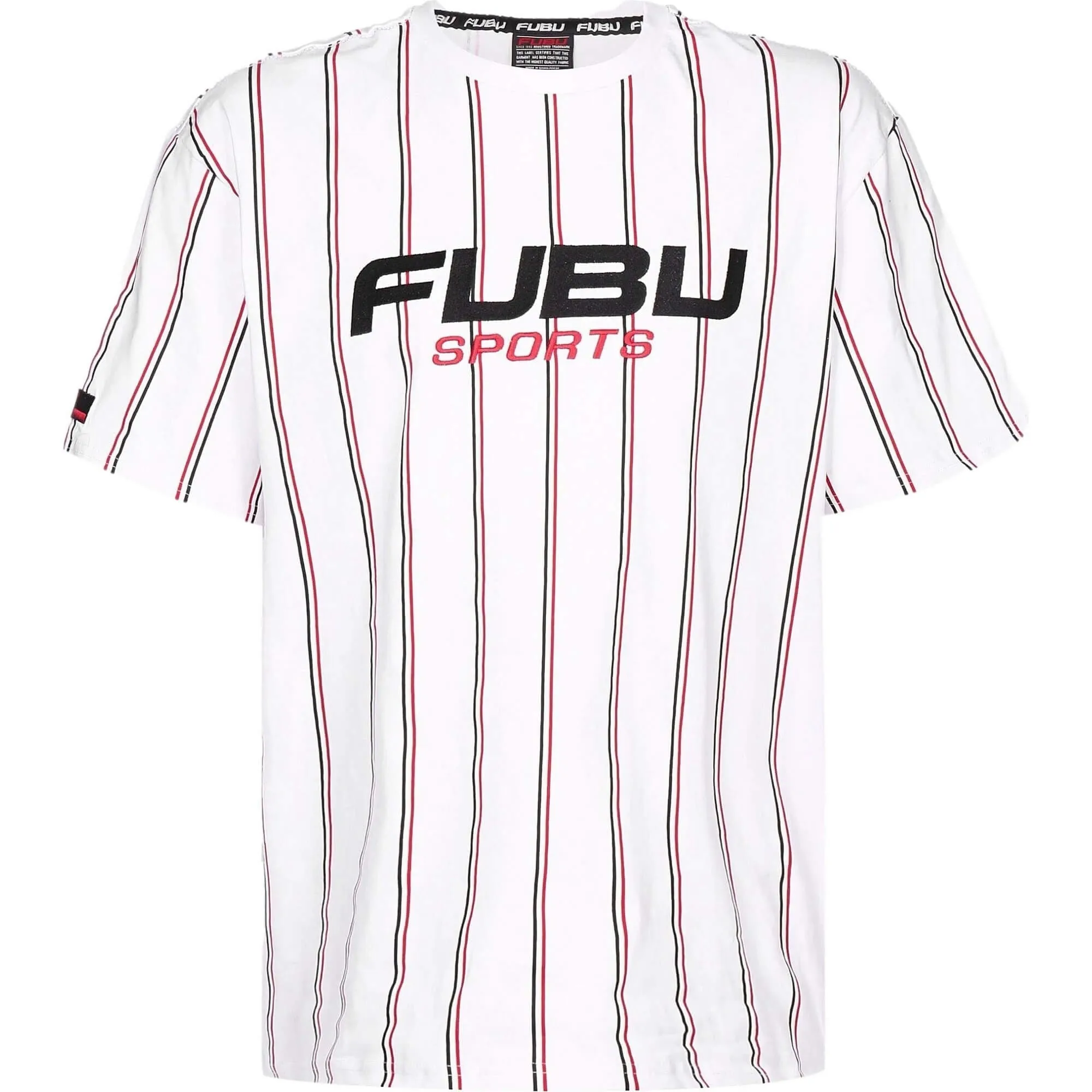 FUBU Corporate Sprts Pinstripe Tee white/black/red white