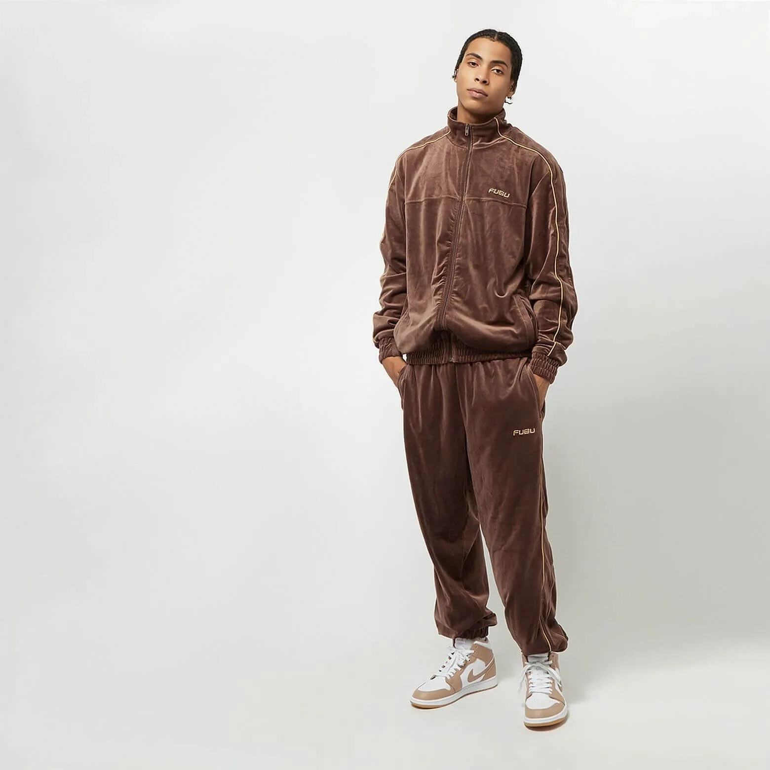 FUBU Corporate Velours Track Jacket brown/sand