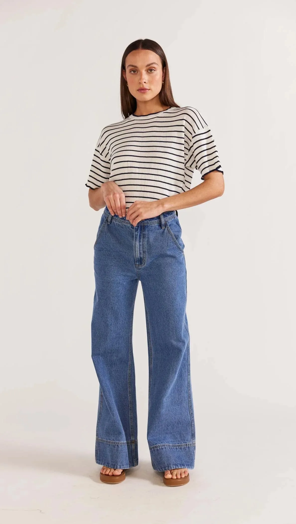 GAIA STRIPE BOXY KNIT TEE