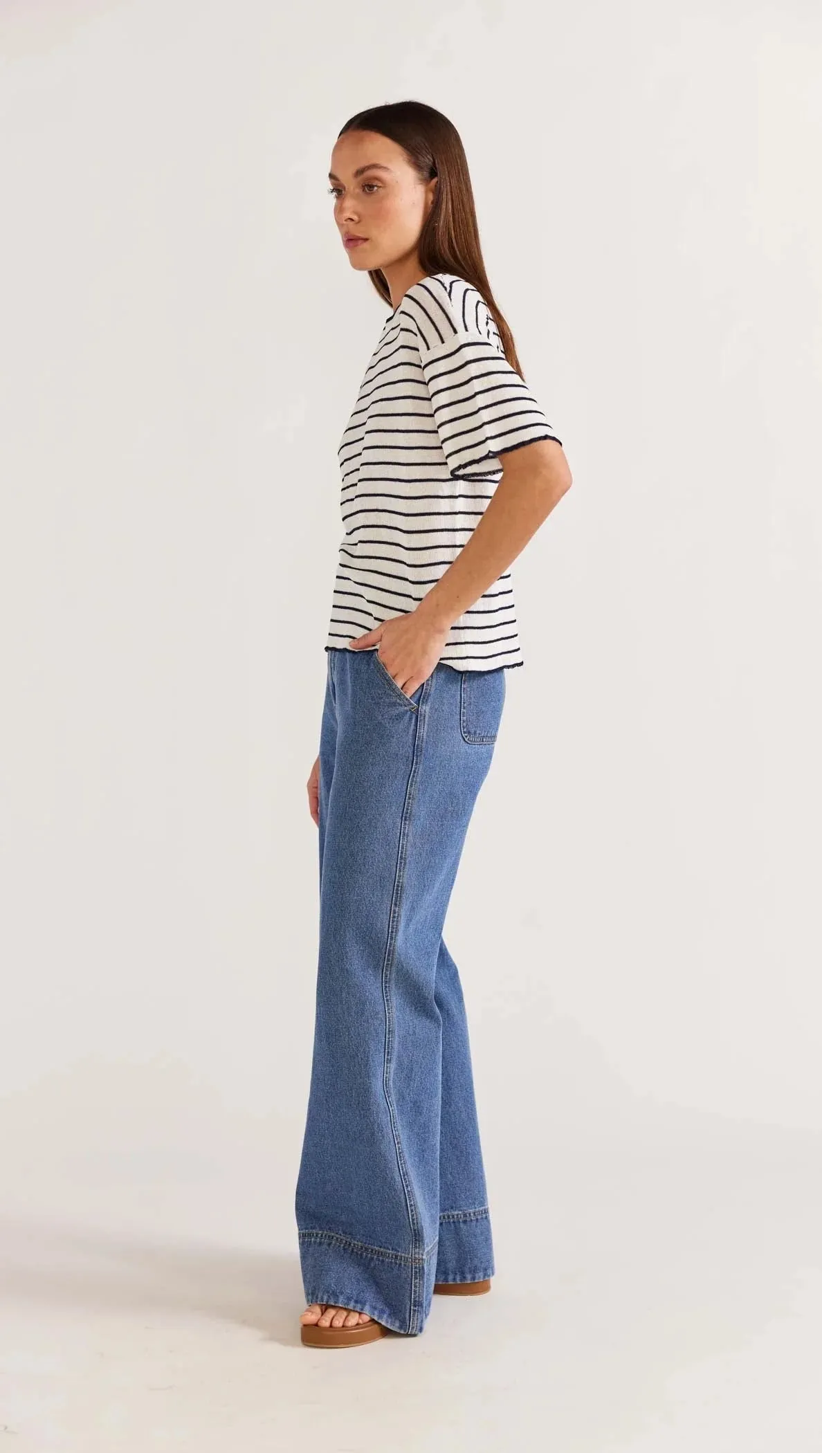 GAIA STRIPE BOXY KNIT TEE
