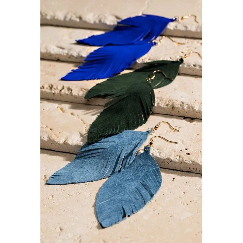 Genuine Leather Leaf Earrings