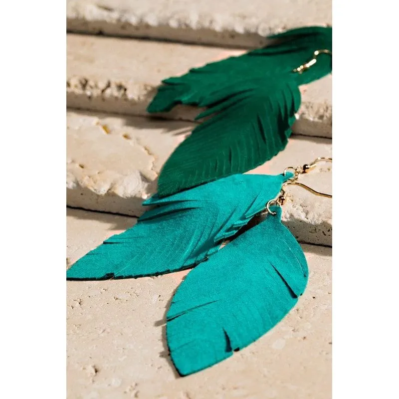 Genuine Leather Leaf Earrings
