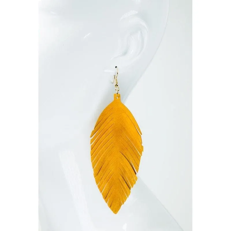 Genuine Leather Leaf Earrings