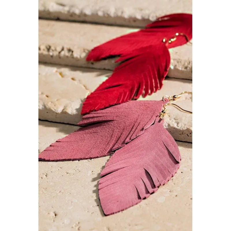 Genuine Leather Leaf Earrings