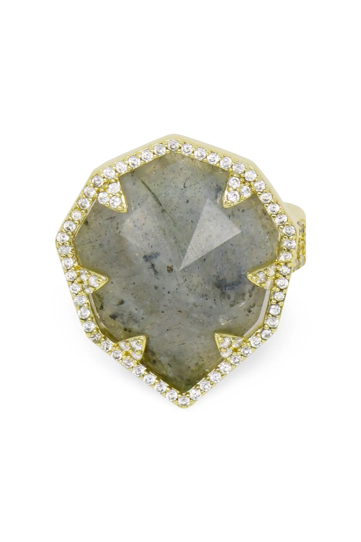 Geo Labradorite Statement Ring