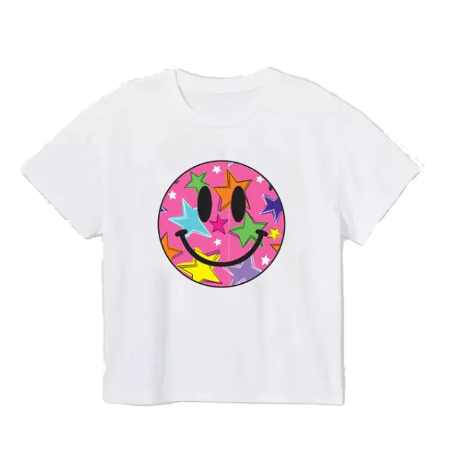 Girls Bright Stars Smiley on Boxy Tee