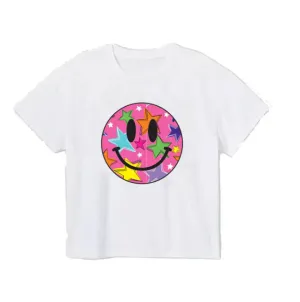Girls Bright Stars Smiley on Boxy Tee