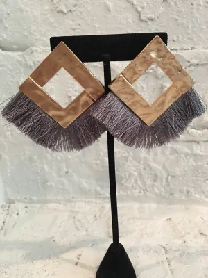 Gold & Gray Statement Earrings