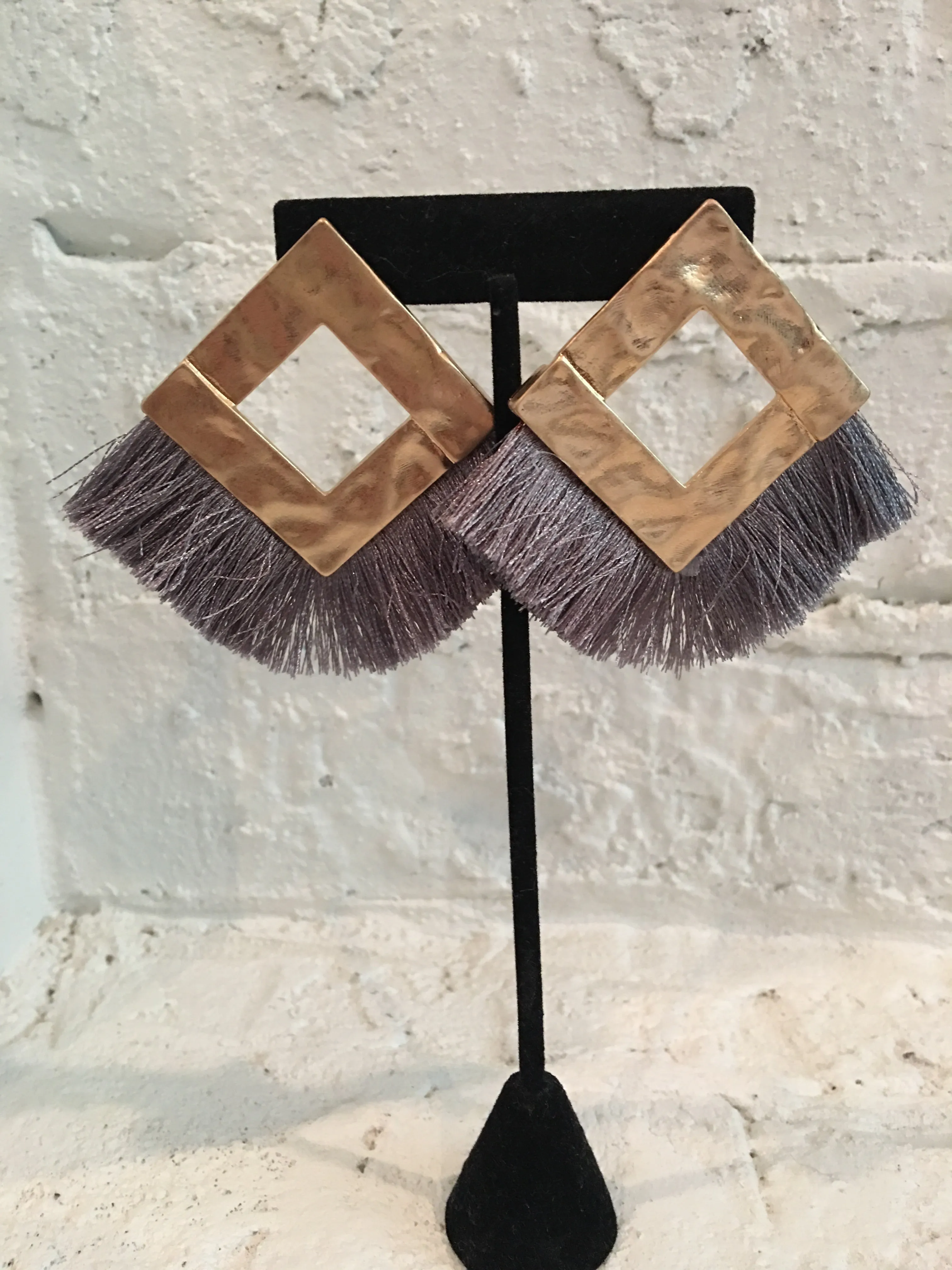 Gold & Gray Statement Earrings
