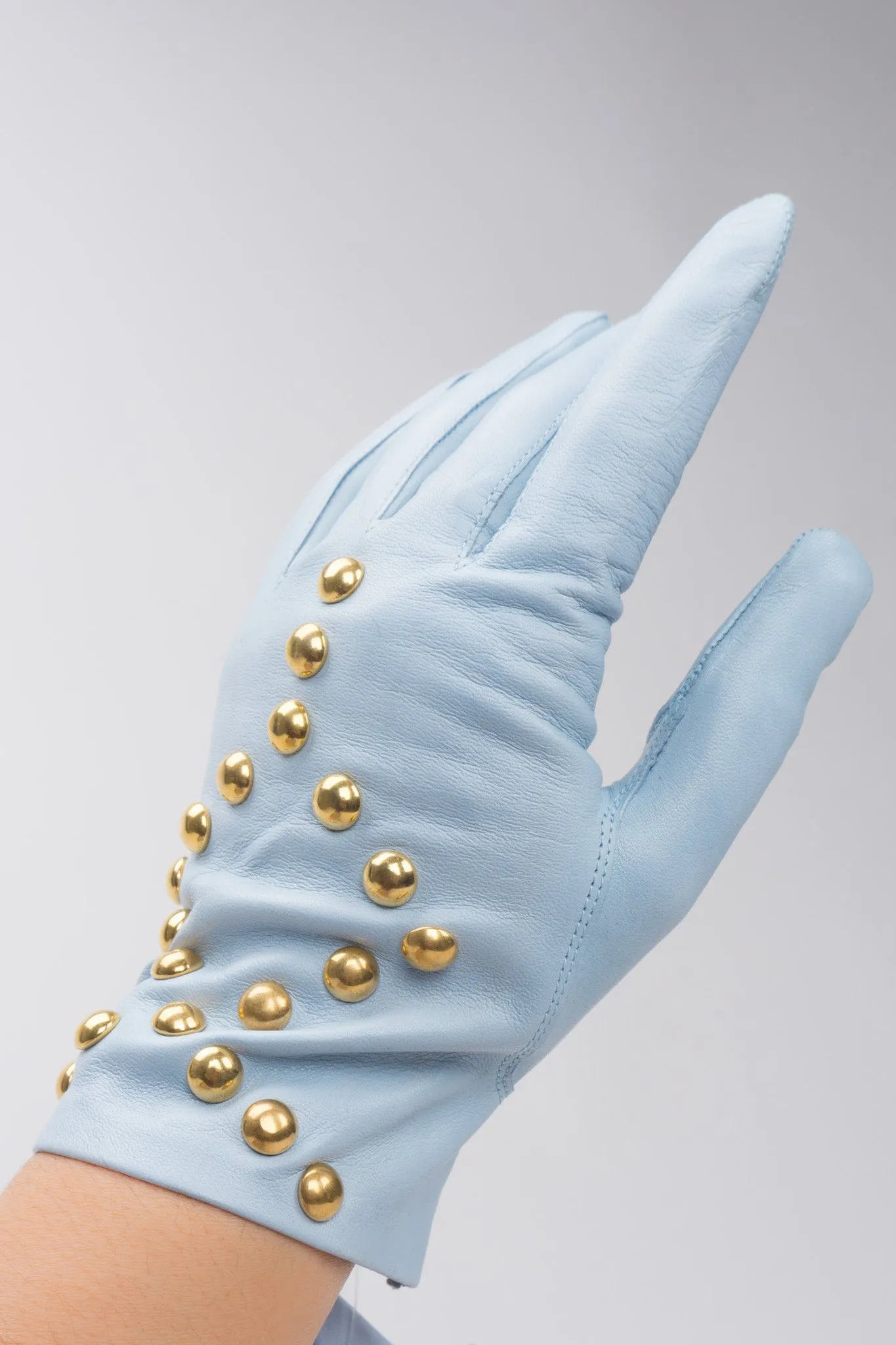 Gold Stud Leather Gloves