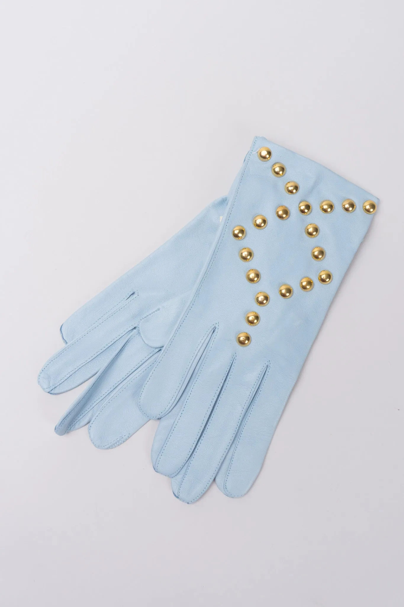 Gold Stud Leather Gloves