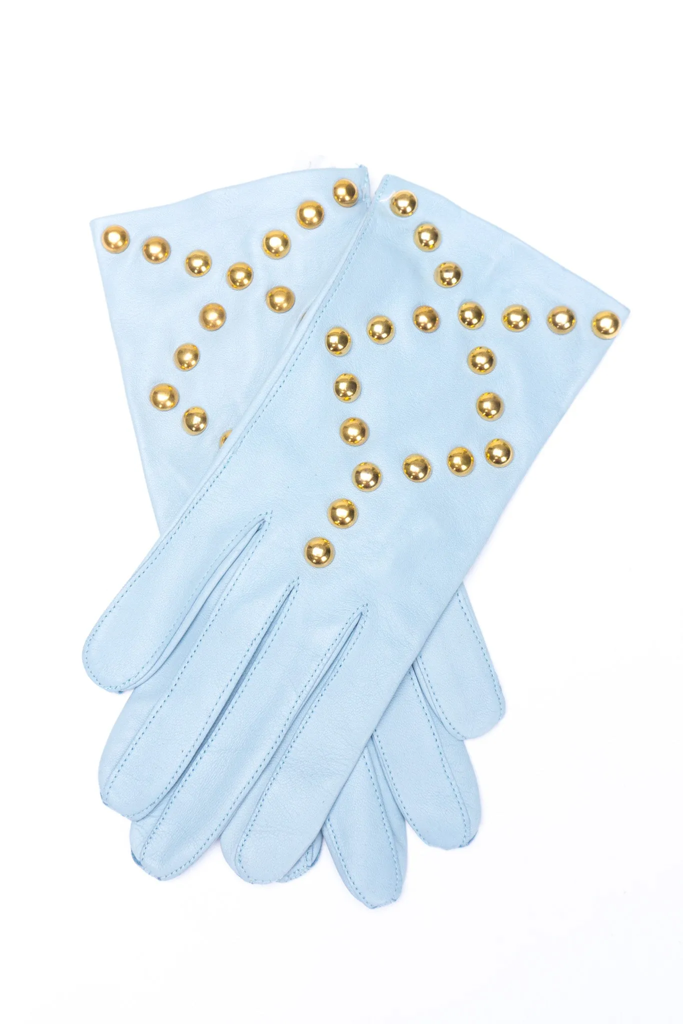 Gold Stud Leather Gloves
