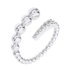 Graduated beaded open diamond ring