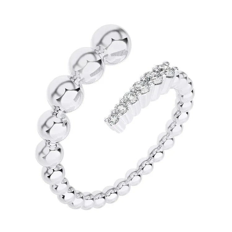 Graduated beaded open diamond ring