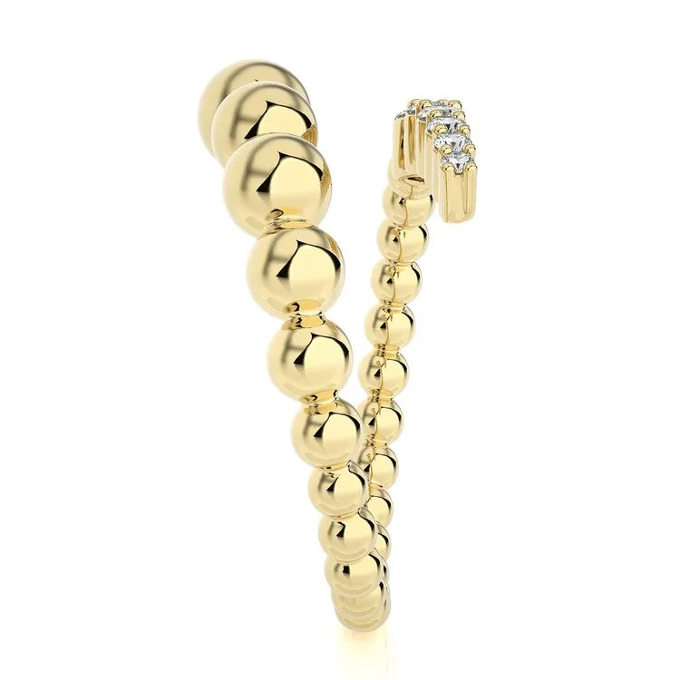 Graduated beaded open diamond ring