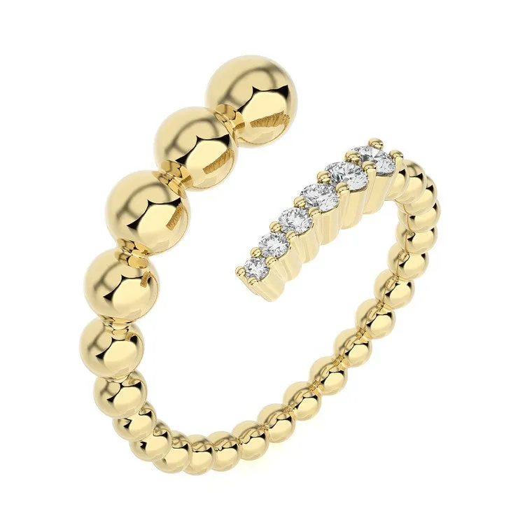 Graduated beaded open diamond ring