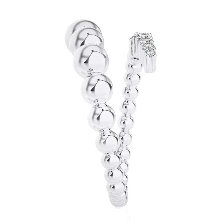 Graduated beaded open diamond ring