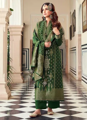 Green and Gold Embroidered Pant Style Suit