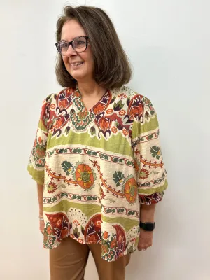 Green Mix Blouse by Umgee