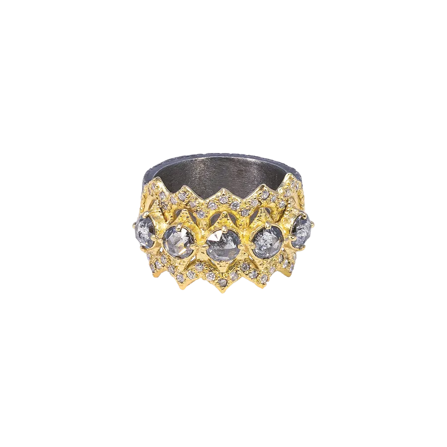 GREY DIAMOND SCROLL STATEMENT RING