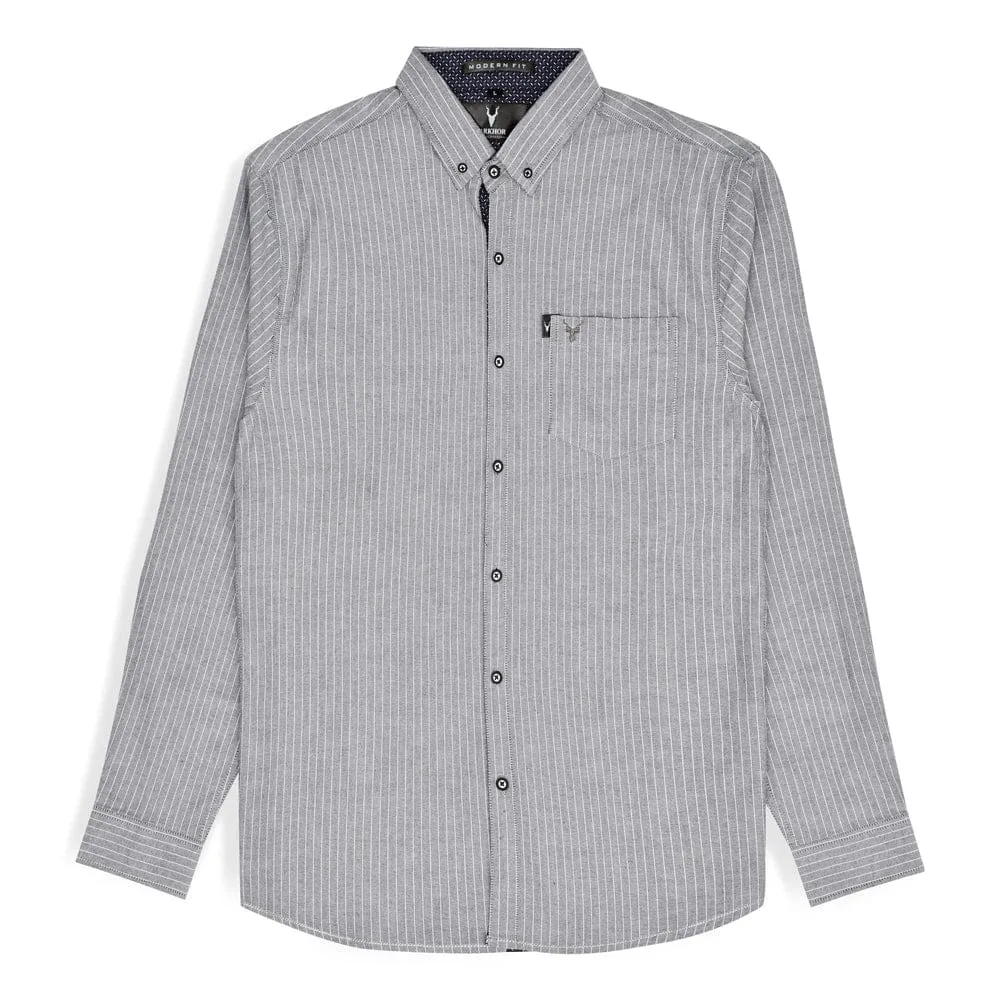 Grey Striped Casual Shirt