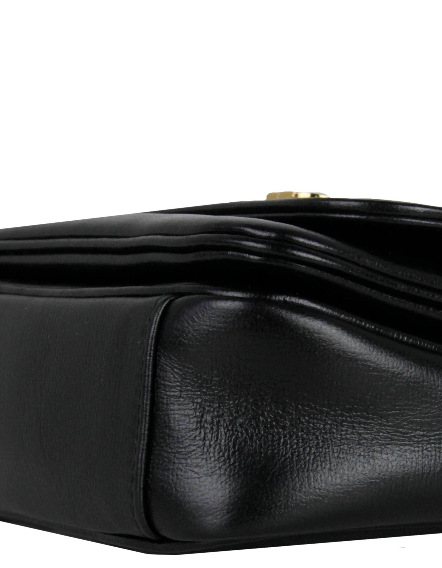 Gucci Black Leather GG Mini Marina Chain Shoulder Bag