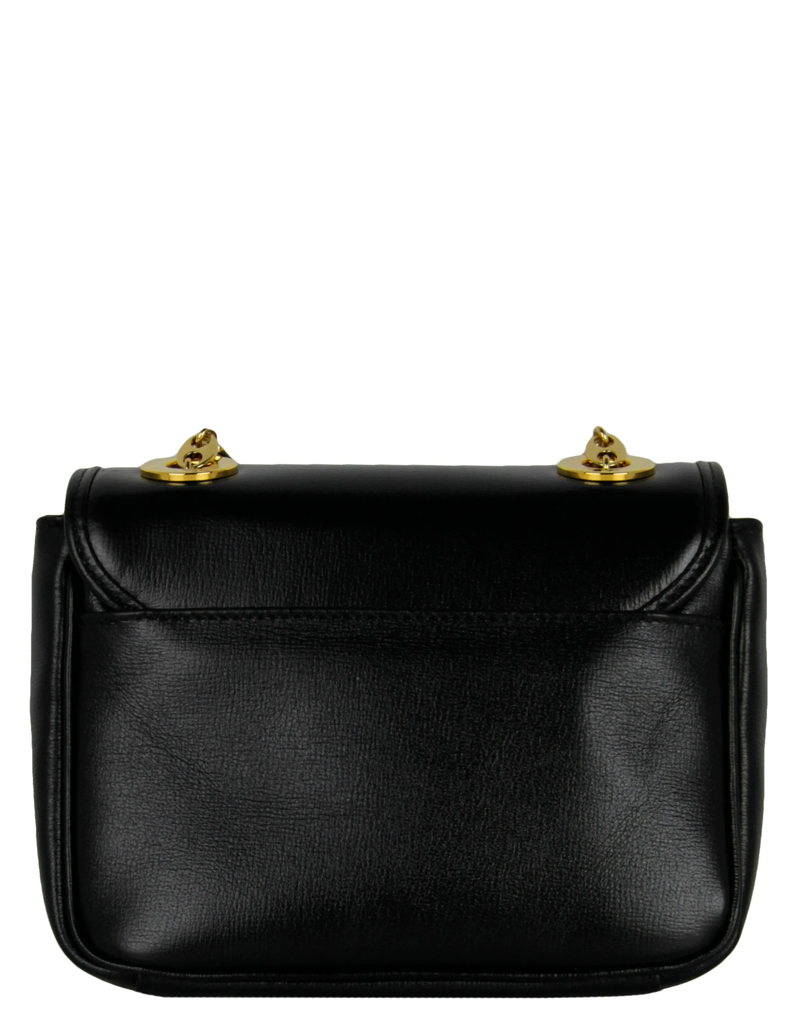 Gucci Black Leather GG Mini Marina Chain Shoulder Bag