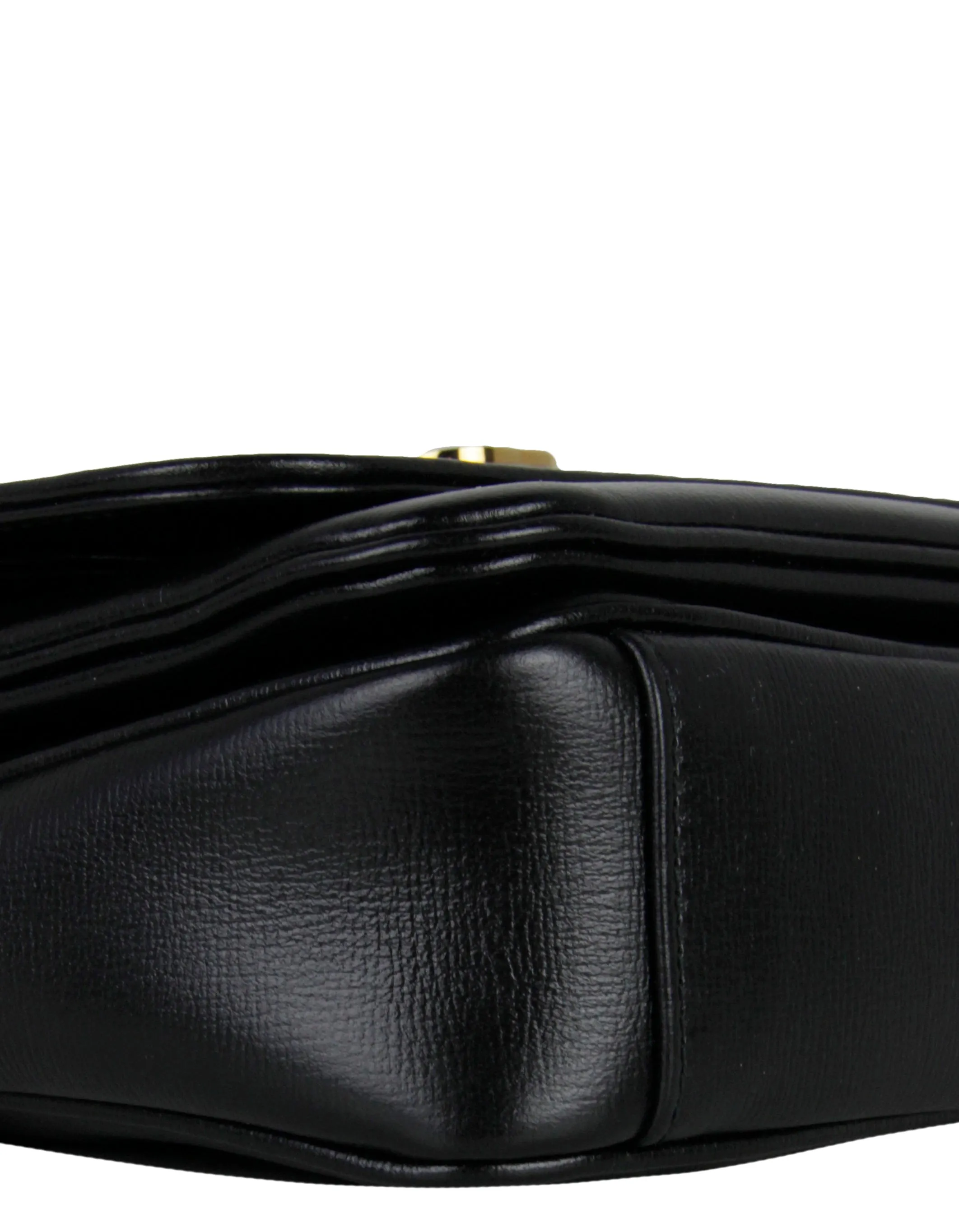 Gucci Black Leather GG Mini Marina Chain Shoulder Bag