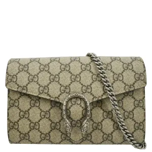 GUCCI Dionysus GG Supreme Crossbody Chain Wallet Beige 401231