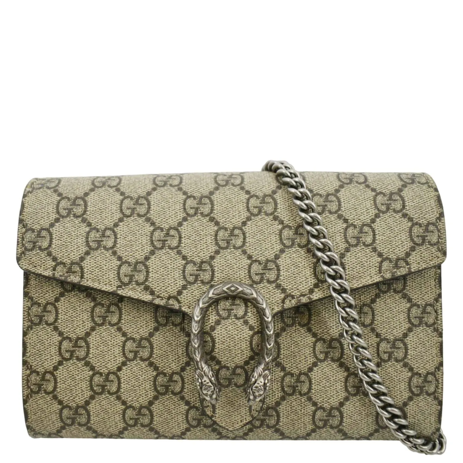 GUCCI Dionysus GG Supreme Crossbody Chain Wallet Beige 401231
