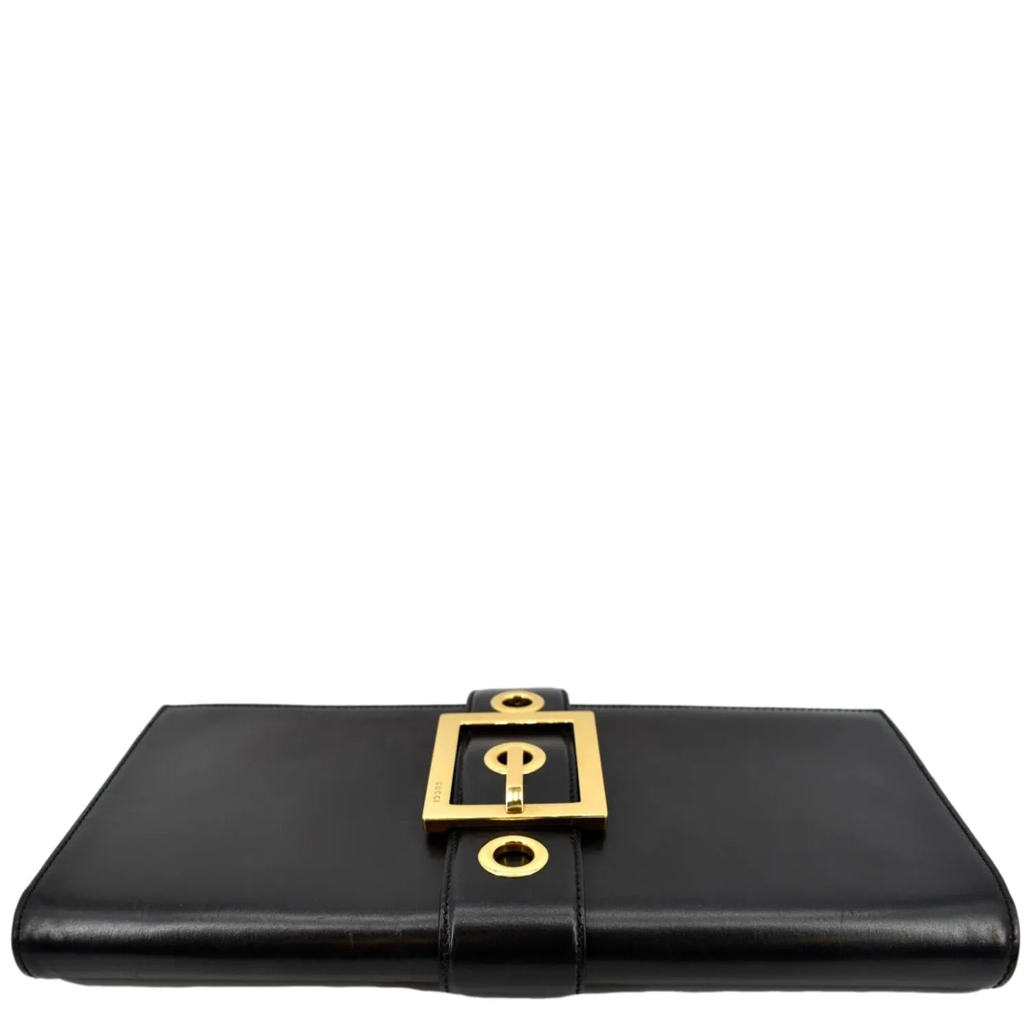 GUCCI Lady Buckle Leather Clutch Black 323653