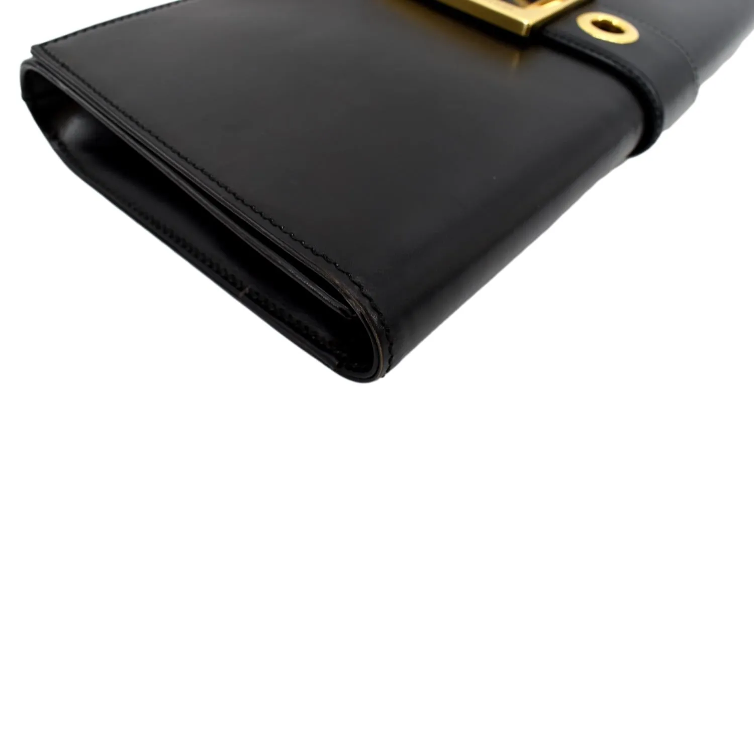 GUCCI Lady Buckle Leather Clutch Black 323653