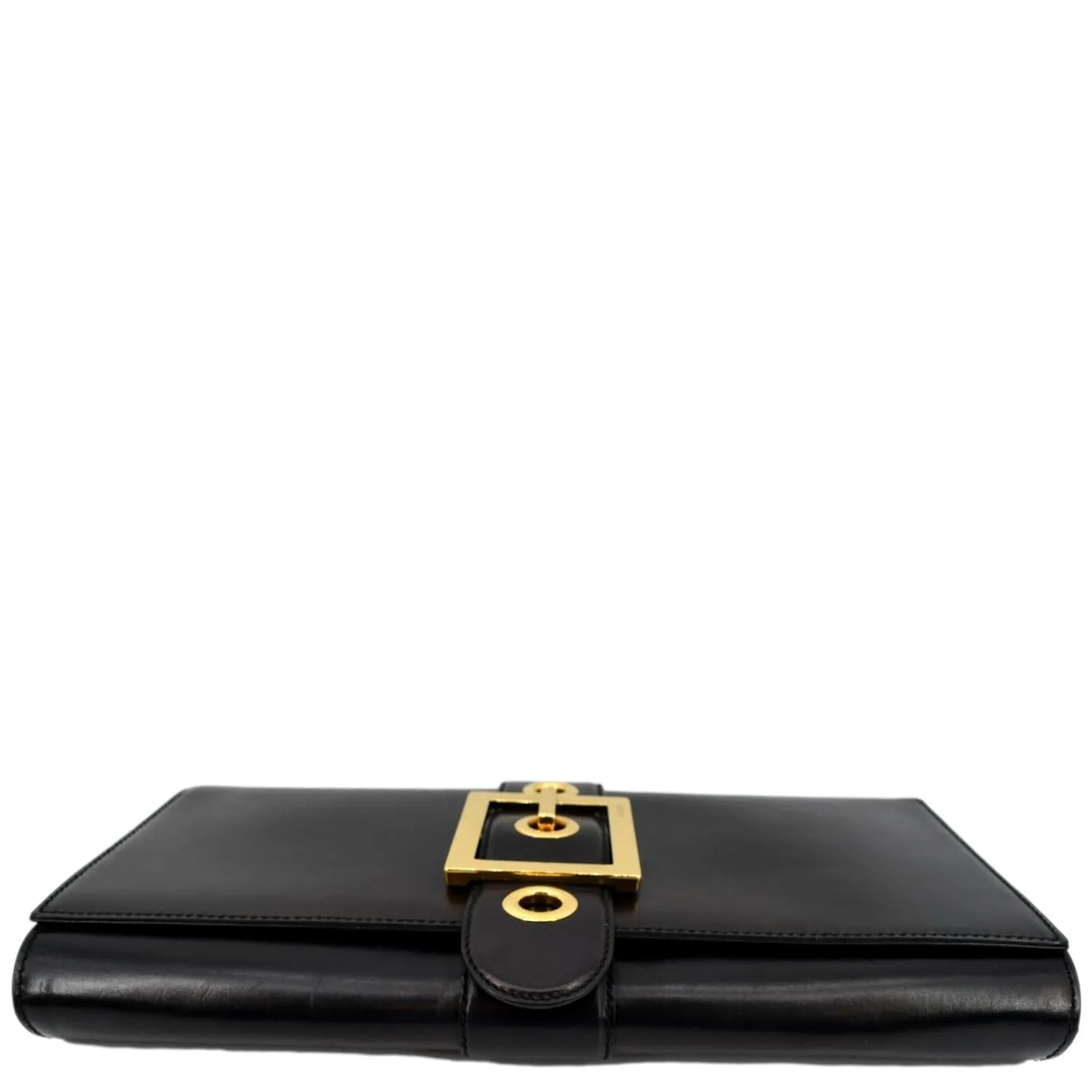 GUCCI Lady Buckle Leather Clutch Black 323653