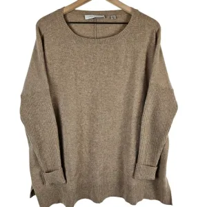 Hadley &amp; James Cashmere tight knit dolman sleeve sweater, brown tan, size M/L