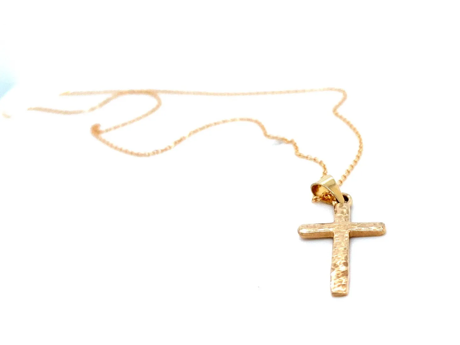 Hammered Cross Pendant, Yellow Gold
