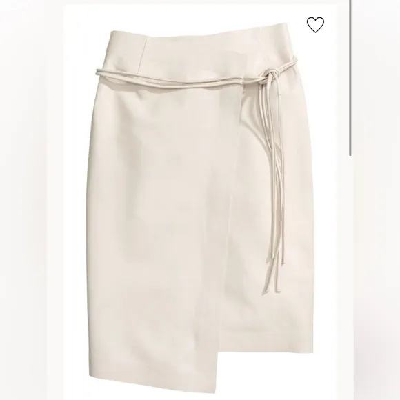 H&amp;M Premium Selection Calf-length cream wrap over skirt in leather size 34 US 4