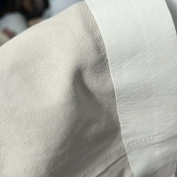 H&amp;M Premium Selection Calf-length cream wrap over skirt in leather size 34 US 4