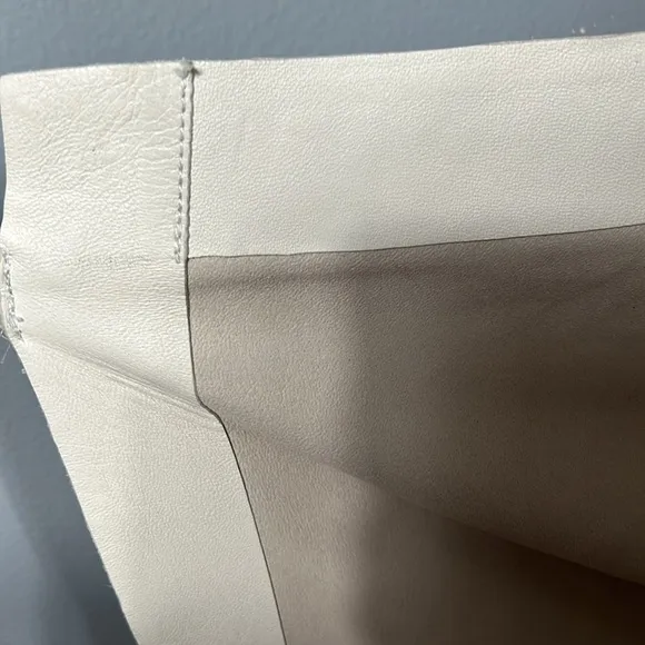 H&amp;M Premium Selection Calf-length cream wrap over skirt in leather size 34 US 4