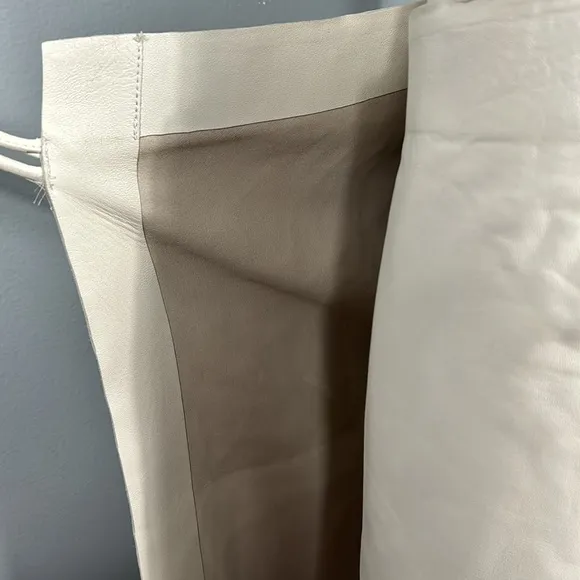 H&amp;M Premium Selection Calf-length cream wrap over skirt in leather size 34 US 4