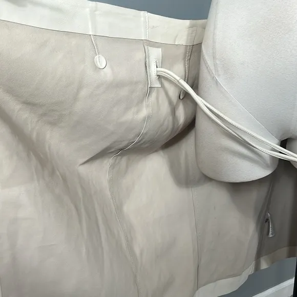 H&amp;M Premium Selection Calf-length cream wrap over skirt in leather size 34 US 4