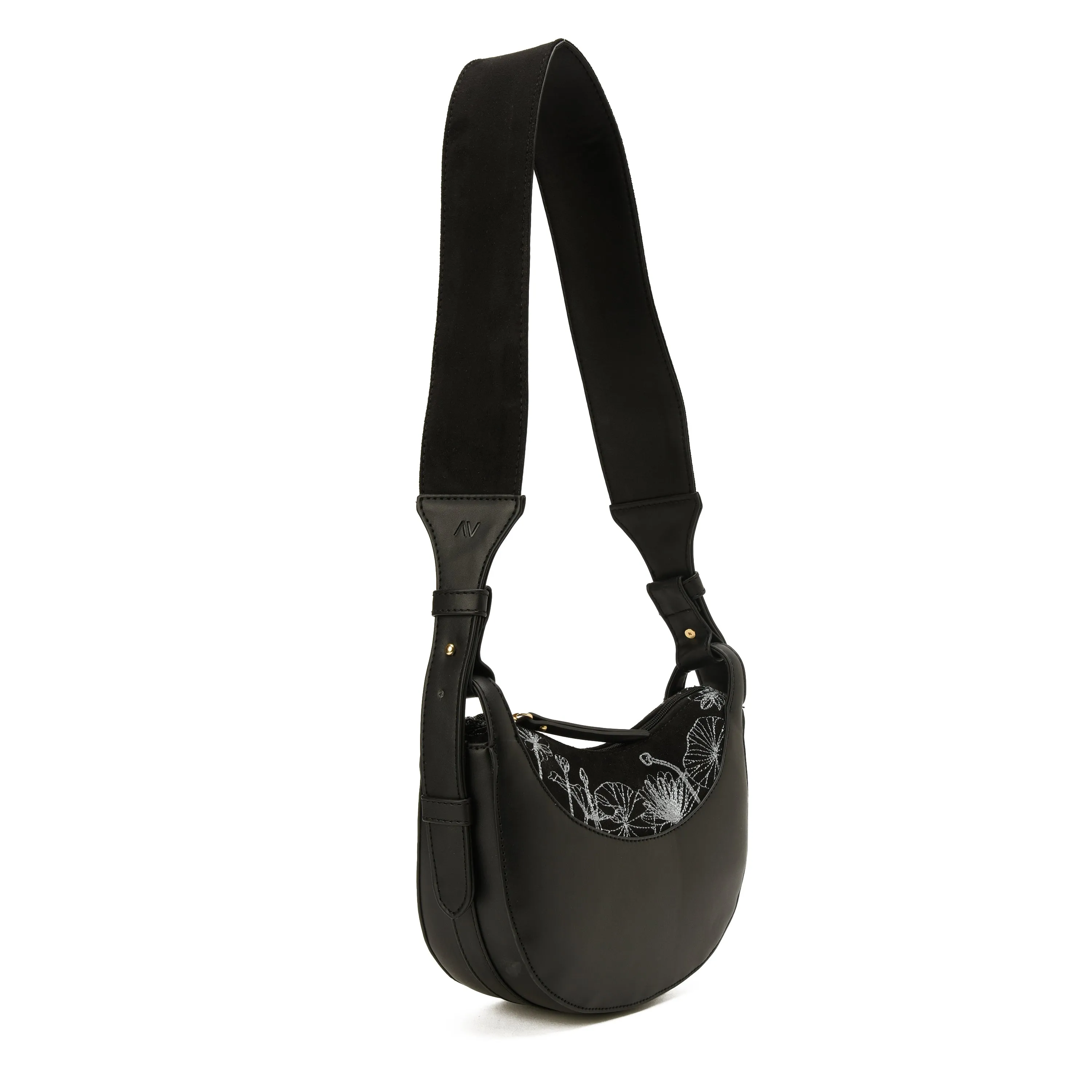 Handbag Black with embroidery