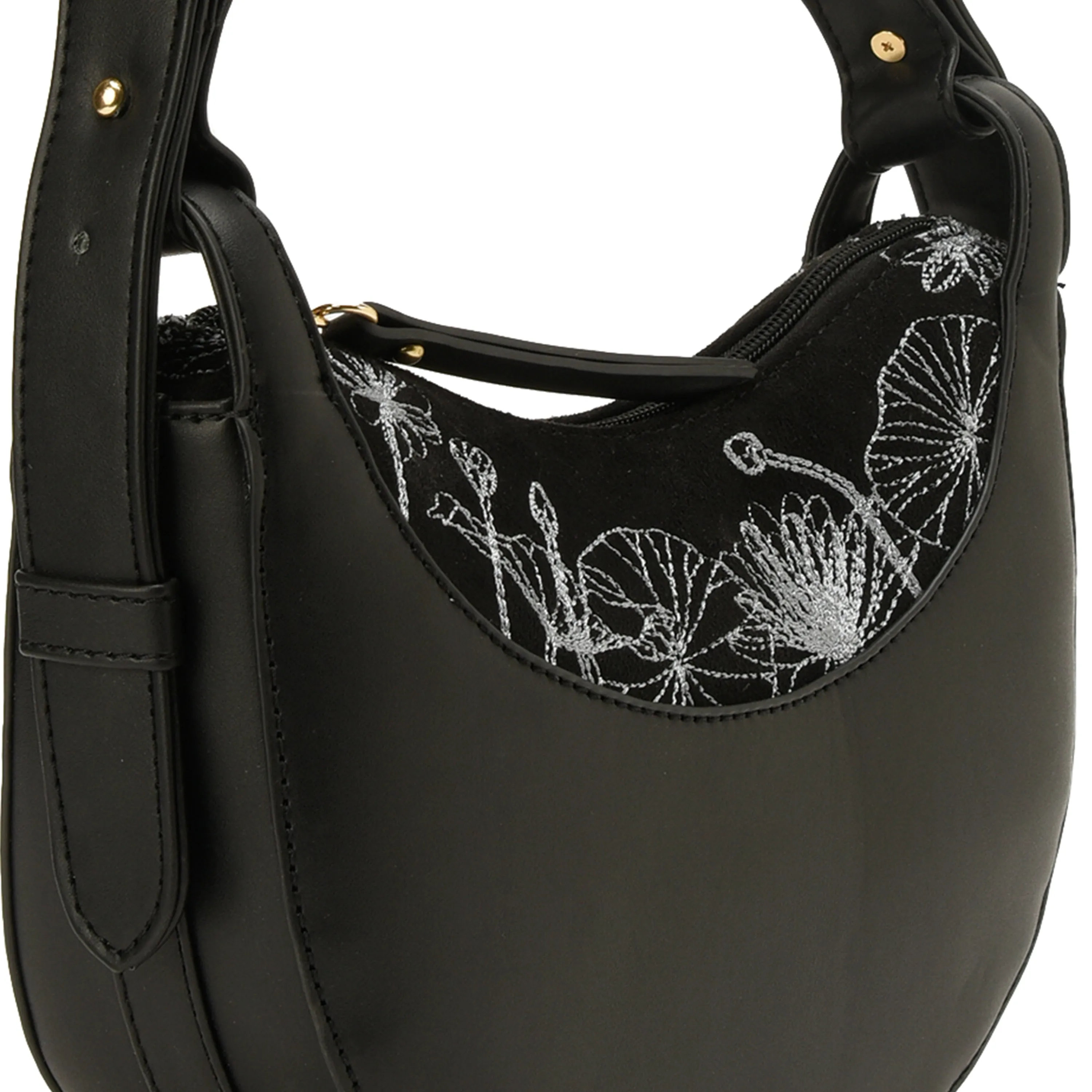 Handbag Black with embroidery
