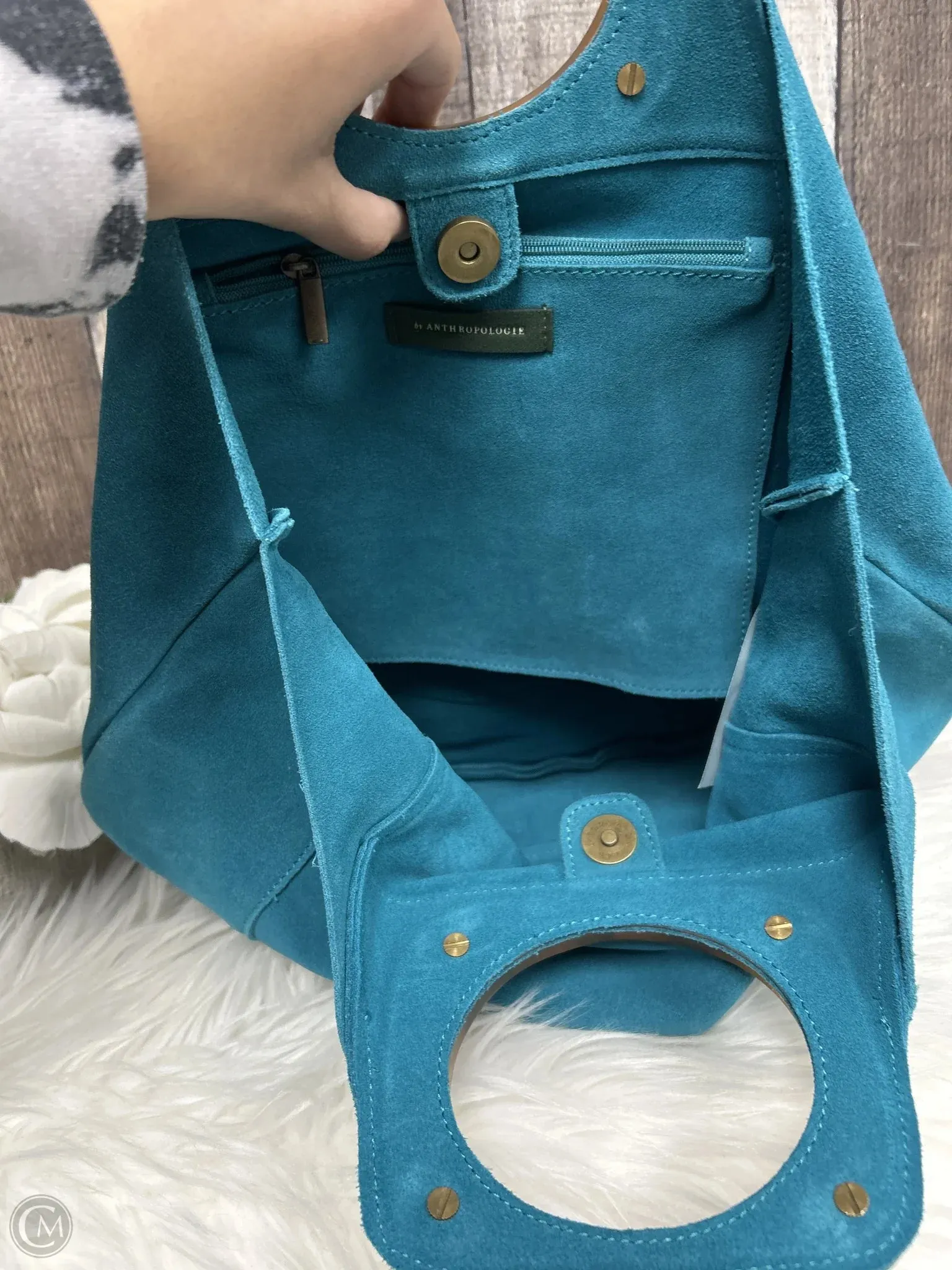 Handbag Leather By Anthropologie, Size: Medium