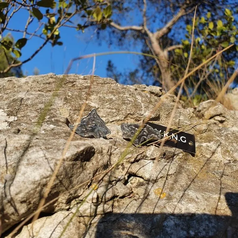 Handcrafted Wolf Head Silver Sterling Cufflinks