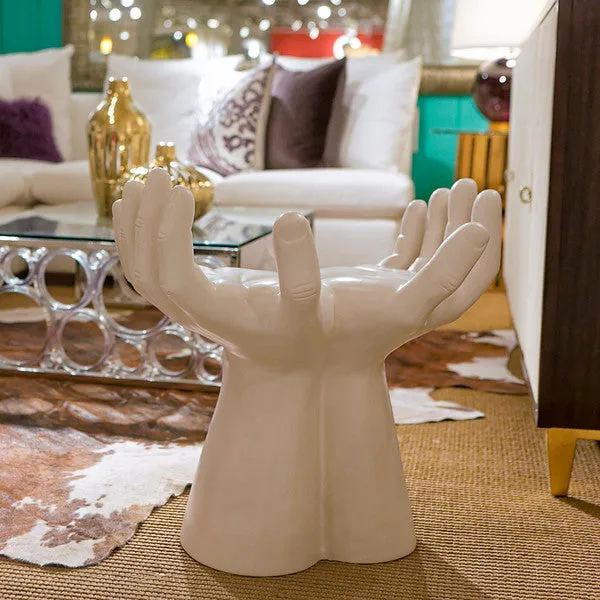 Hands Stool, Matte White - Global Views