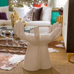 Hands Stool, Matte White - Global Views
