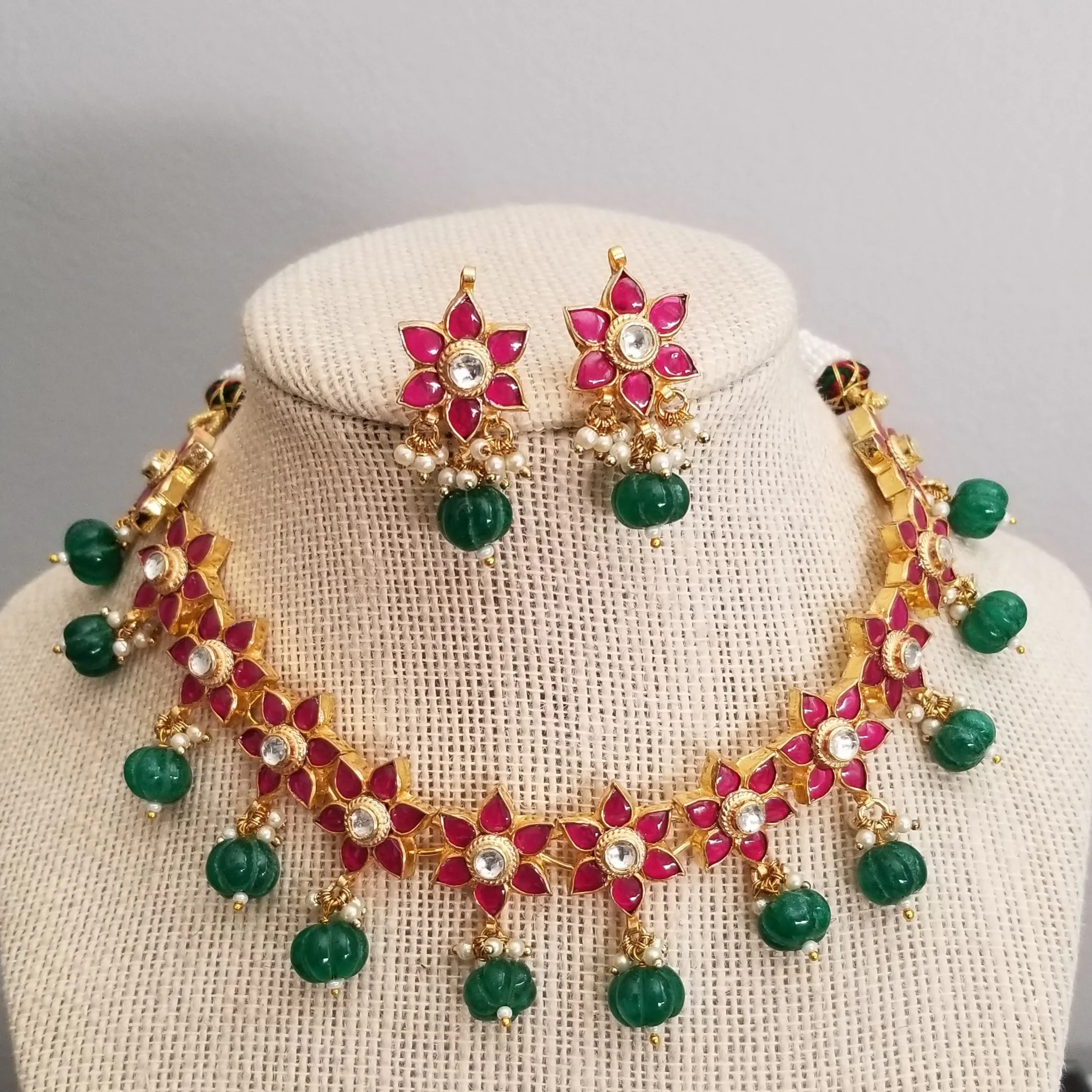 Hard Gold Plated Ahemdabadi Kundan Necklace Set BT23